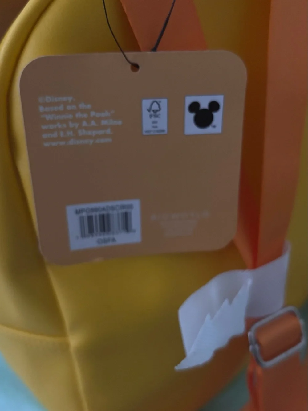 Disney Yellow Winnie the Pooh Kids Backpack with Red Pocket